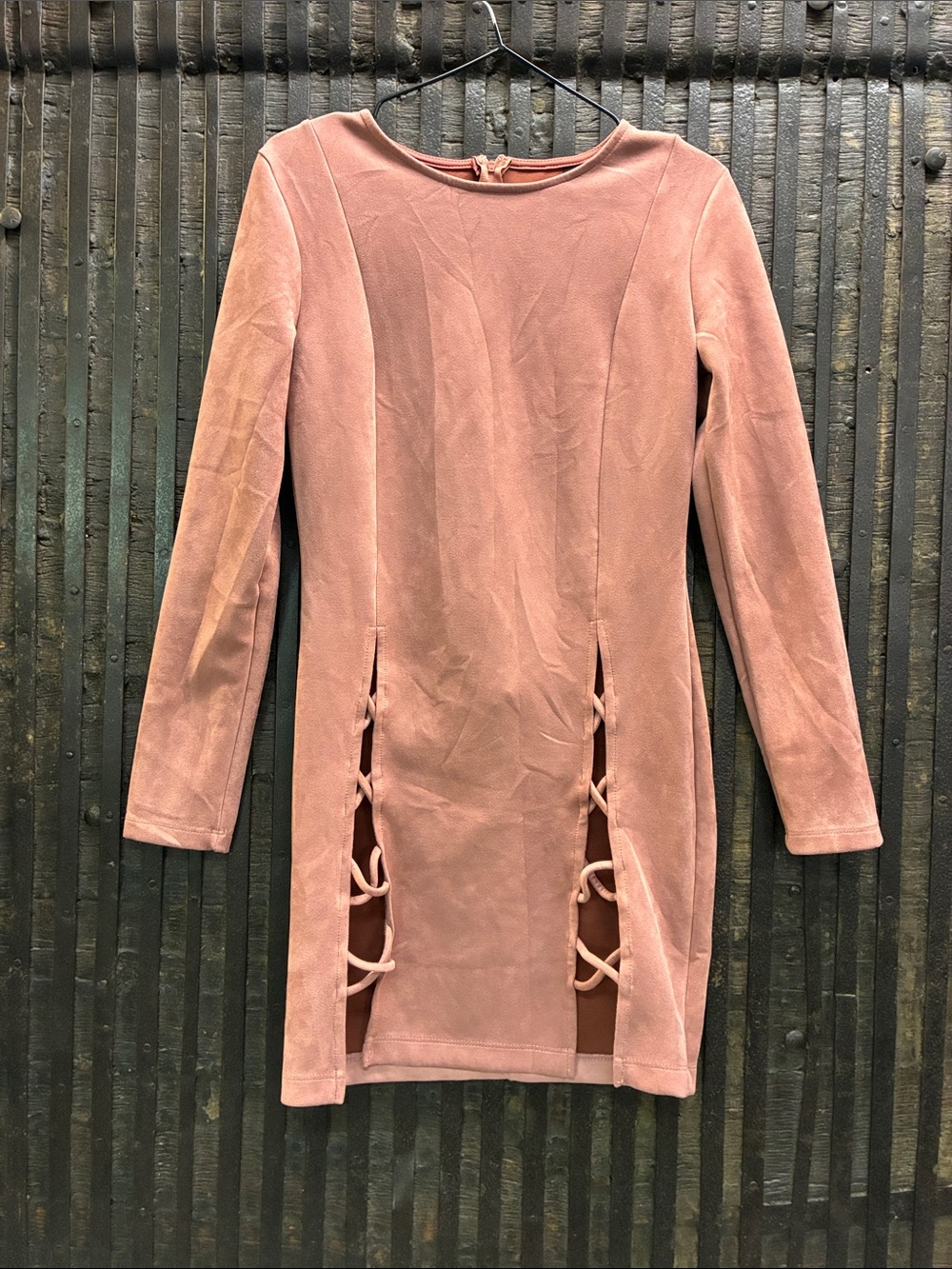 Windsor Blush Lace-Up Suede Mini Dress